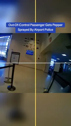 Out-Of-Control Passenger Gets Pepper Sprayed By Airport Police #cops #copsoftiktok 