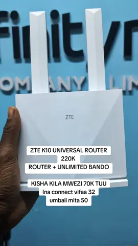 ZTE K10 UNIVERSAL ROUTER KWA 220K TUU ROUTER + UNLIMITED BANDO KISHA KILA MWEZI 70K TUU Ina connect vifaa 32 umbali mita 50 #unlimited #internet #zte #k10 #wifi 