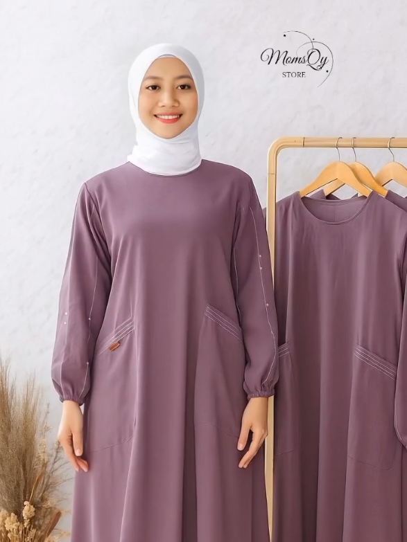 HABIBAH Dress ✨  🍒 Bahan Crinkle Airflow 🍒 Resleting Depan ( Busui )  🍒 Ada 2 Saku Di Depan 🍒 Size M, L, XL, XXL #gamis #gamismurah #gamiskekinian #outfit #outfitkekinian 