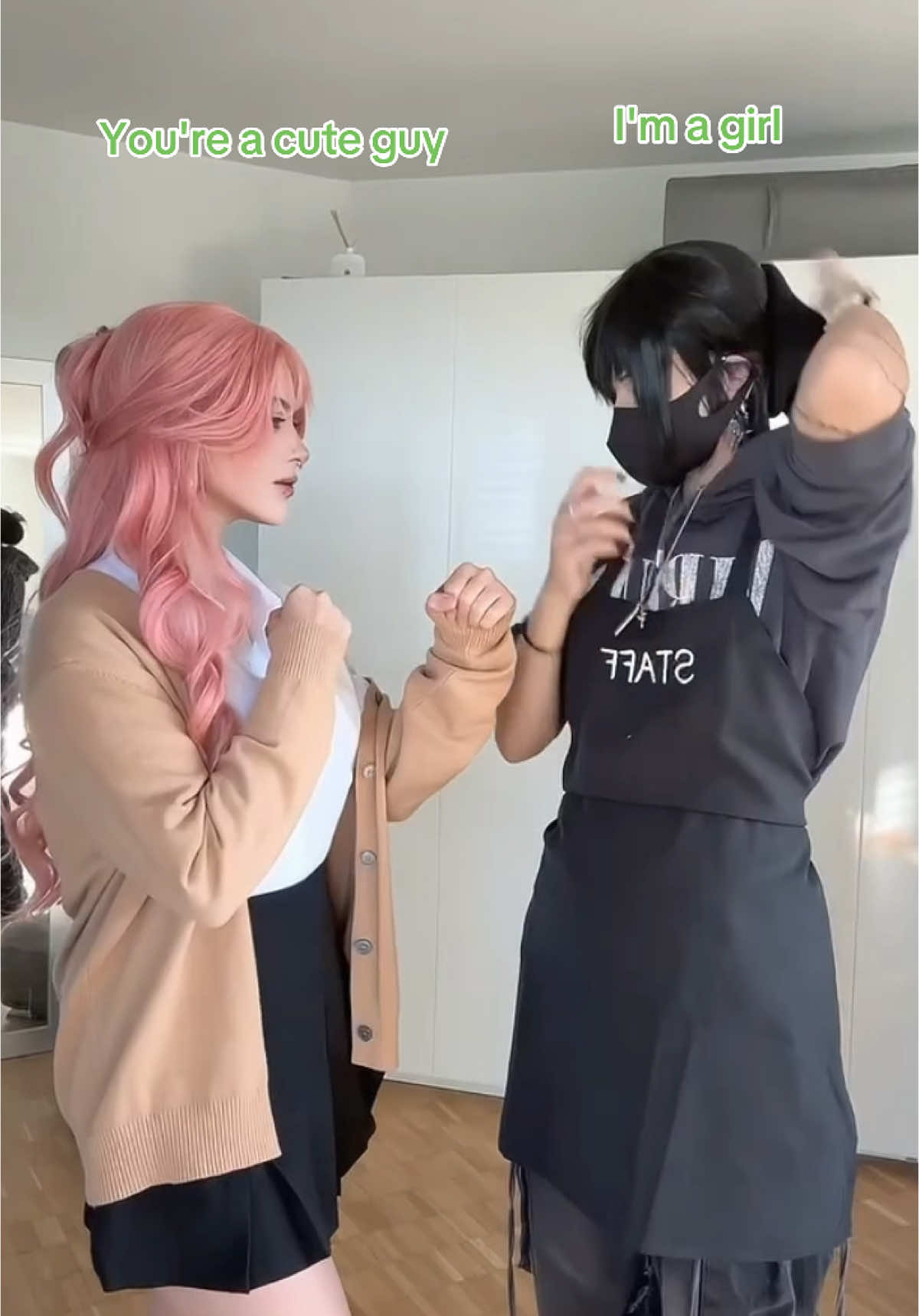 The manga in a nutshell  |  mitsuki: @Ｔｏｒｕ —  /ᐠ - ˕ -マ  #greenyuri #tgswiiwagaa #theguyshewasinterestedinwasntaguyatall #cosplay #mitsuki #aya #mitsuaya #yuri #wlw #fyp #viral #animefyp #cos 