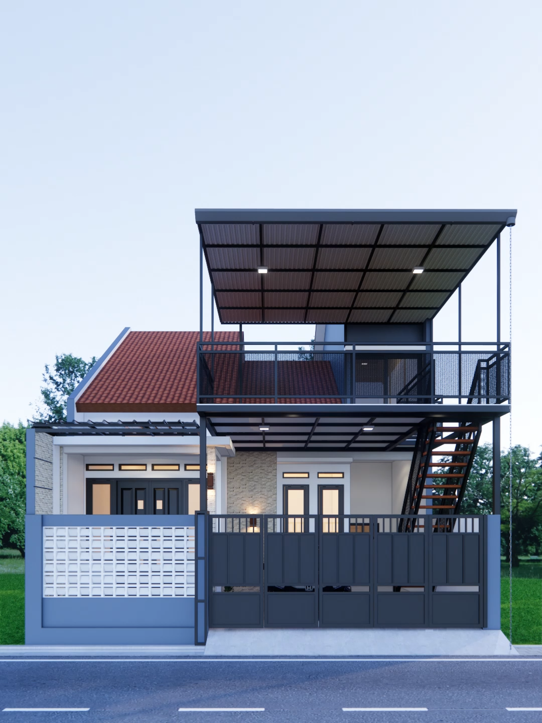 Animasi Rumah Sultan Minimalis: Rooftop & Carport Bikin Ngiler! ✨🔥#Rooftop #Mezanin #Carport #Rumah2Lantai #DesainInterior