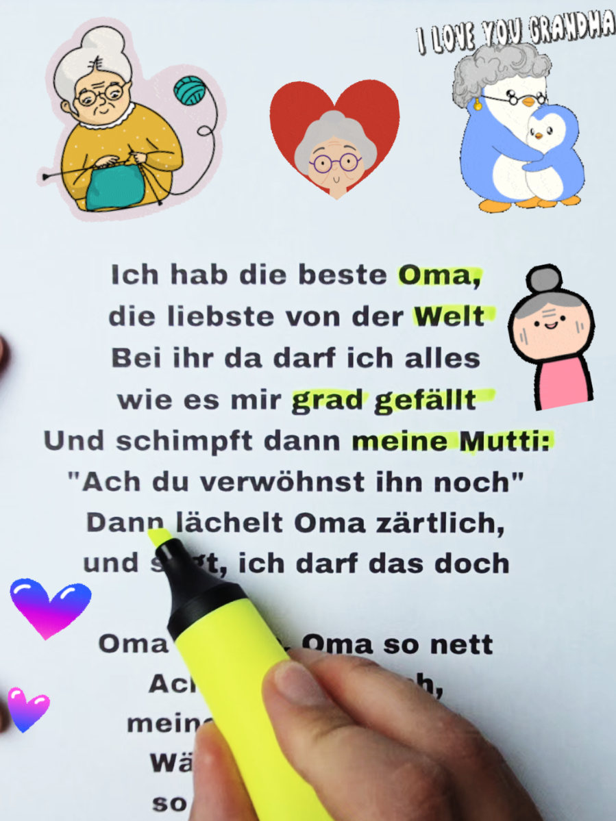 📚 Lerne Deutsch mit Musik! Heute üben wir Wortschatz und Aussprache mit einem schönen Song über die Oma. I habe die beste Oma 🥰 Perfekt für A1-A2, um neue Wörter leicht und spielerisch zu lernen. 🎶 #lernenmittiktok #tiktoklernen #deutschkurs #lied #deutschlernen 
