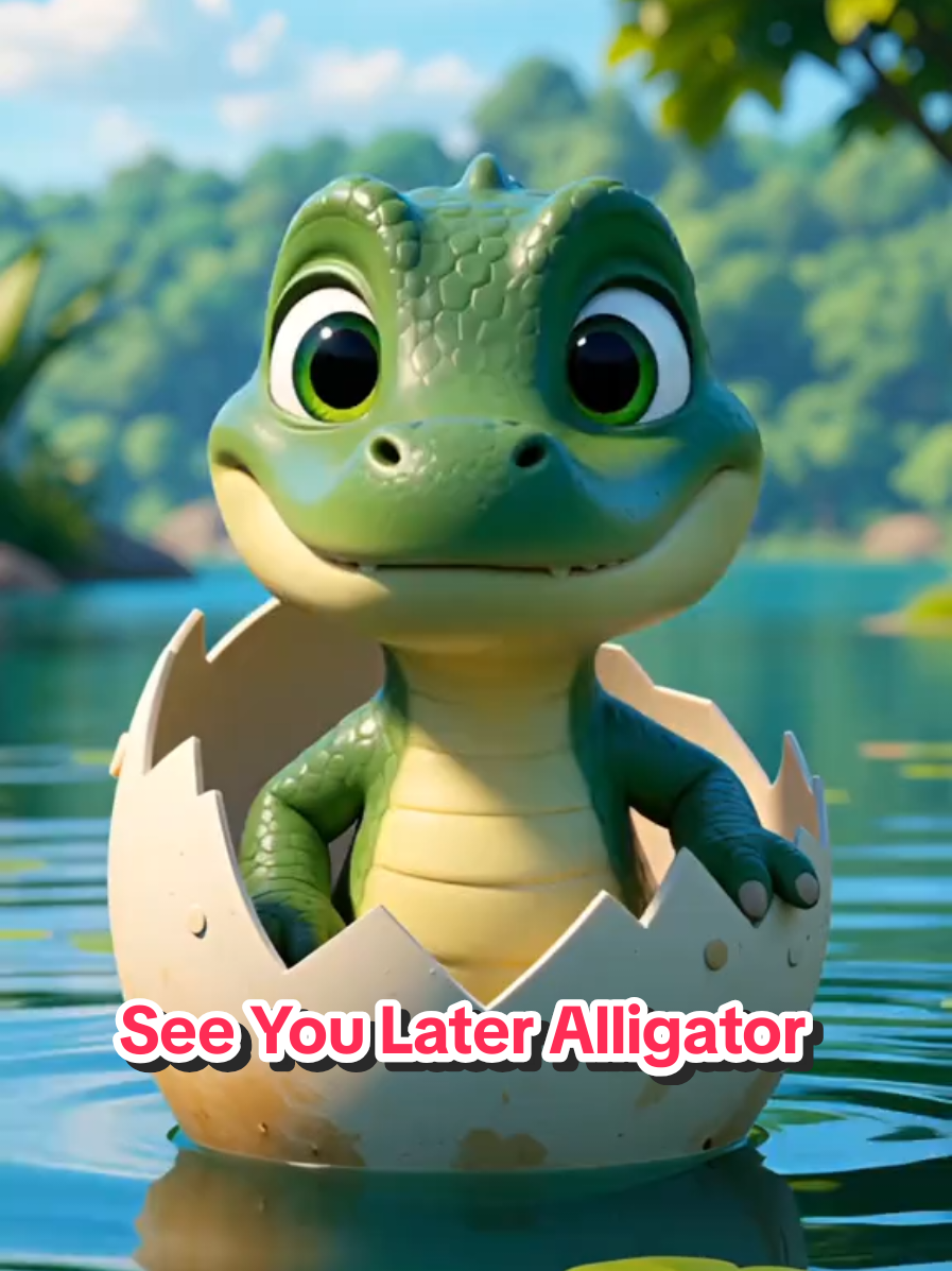 See you later Alligator🐊🐞🪼🦖🐒🐻‍❄️🦋 (newly hatched version 🥰)!!! #seeyoulateralligator #nurseryrhyme #learning #kidssong #alligator 