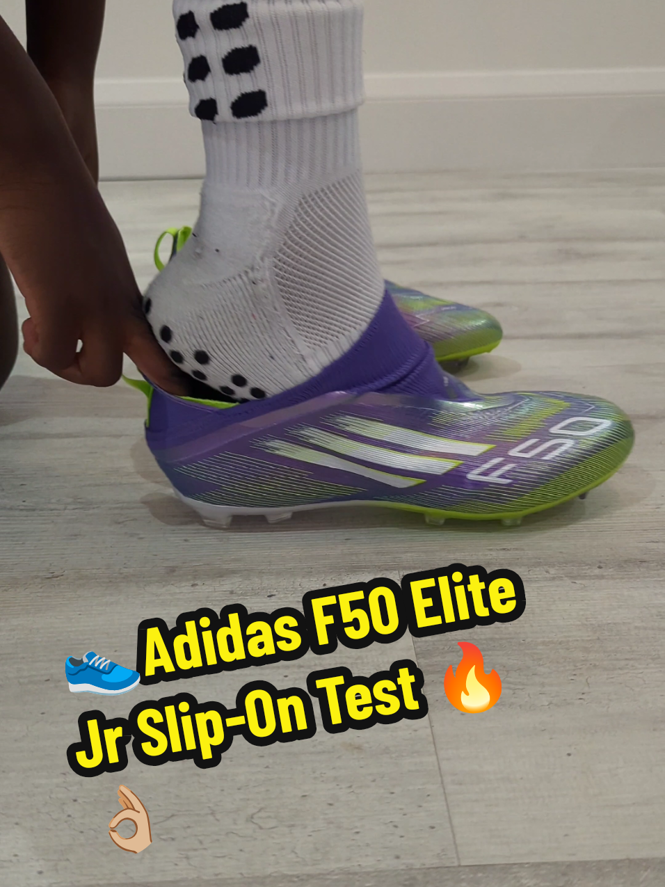 👟Adidas F50 Elite Laceless ⚡ Slip-On Test  Purple Rush / White / Lucid Lemon 🌈 Lamine Yamal's Line 🇪🇸 #adidasf50 #lamineyamal #footballboots #fyp #adidas 
