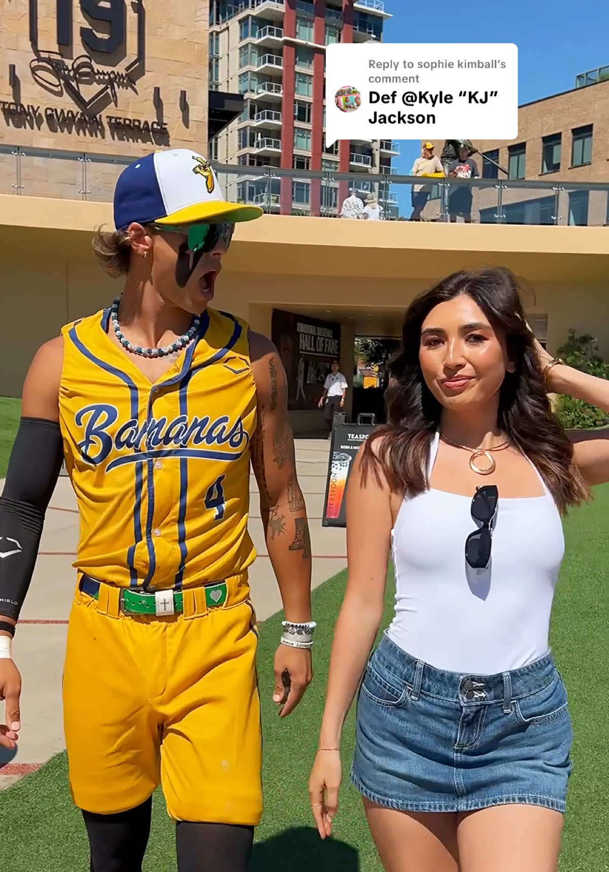 Replying to @sophie kimball here’s the BTS with @Kyle “KJ” Jackson who do u wanna see next? @thesavbananas @Petco Park Events #savannahbananas #kjjackson #runwaywalk #viral #foryoupage 