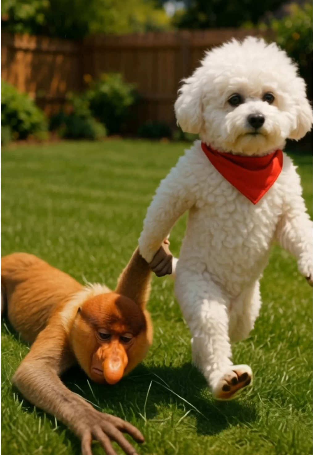 Hero Pup Rescues Baby From A Proboscis Monkey! 🐶🍼🐒 #proboscismonkey #babyrescue #babysaved #doghero #funnyanimalvideos 