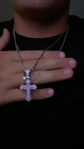 Blinged out cross Comes with a silver rope chain I have the pink  rhinestone cross #fyp #viral #Chain #cross #jewelry 