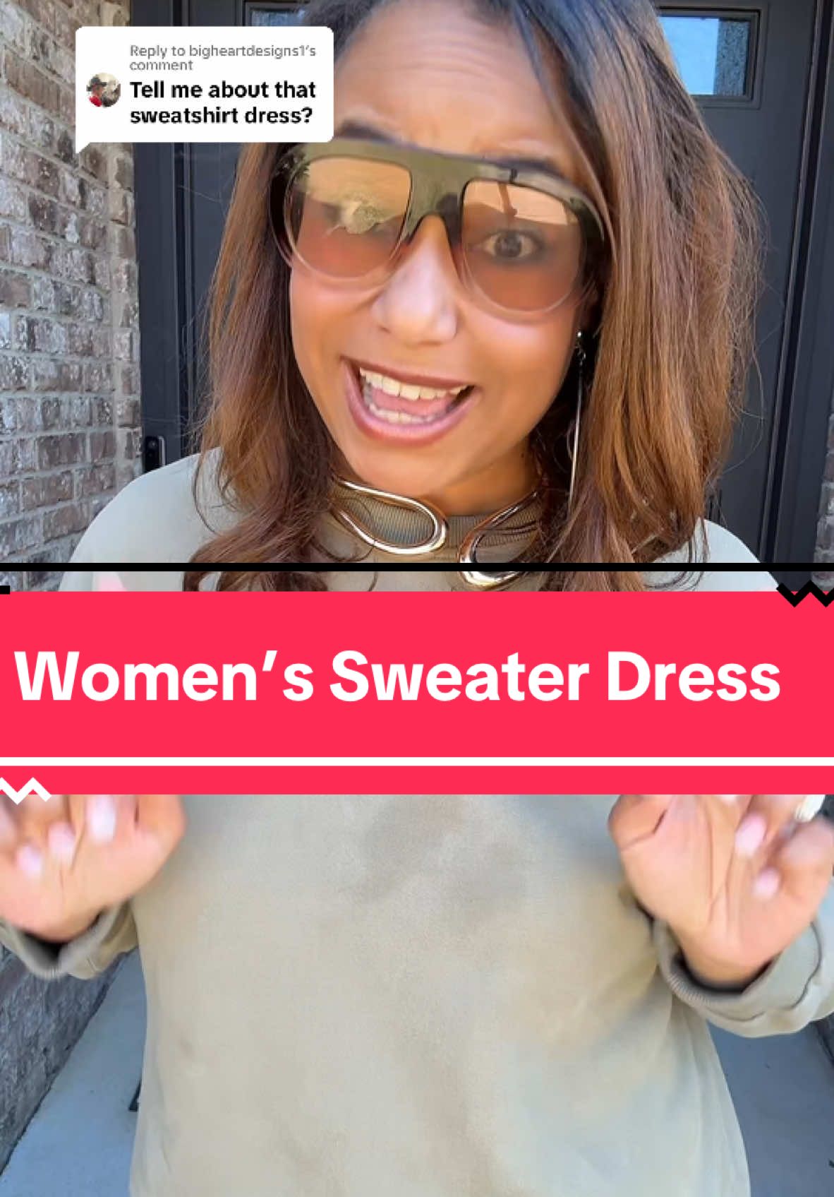Replying to @bigheartdesigns1 this dress is so cute and versatile, and I’m wearing the color army green. Definitely recommend.#sweater #sweaters #sweaterdress #spotlightfinds 