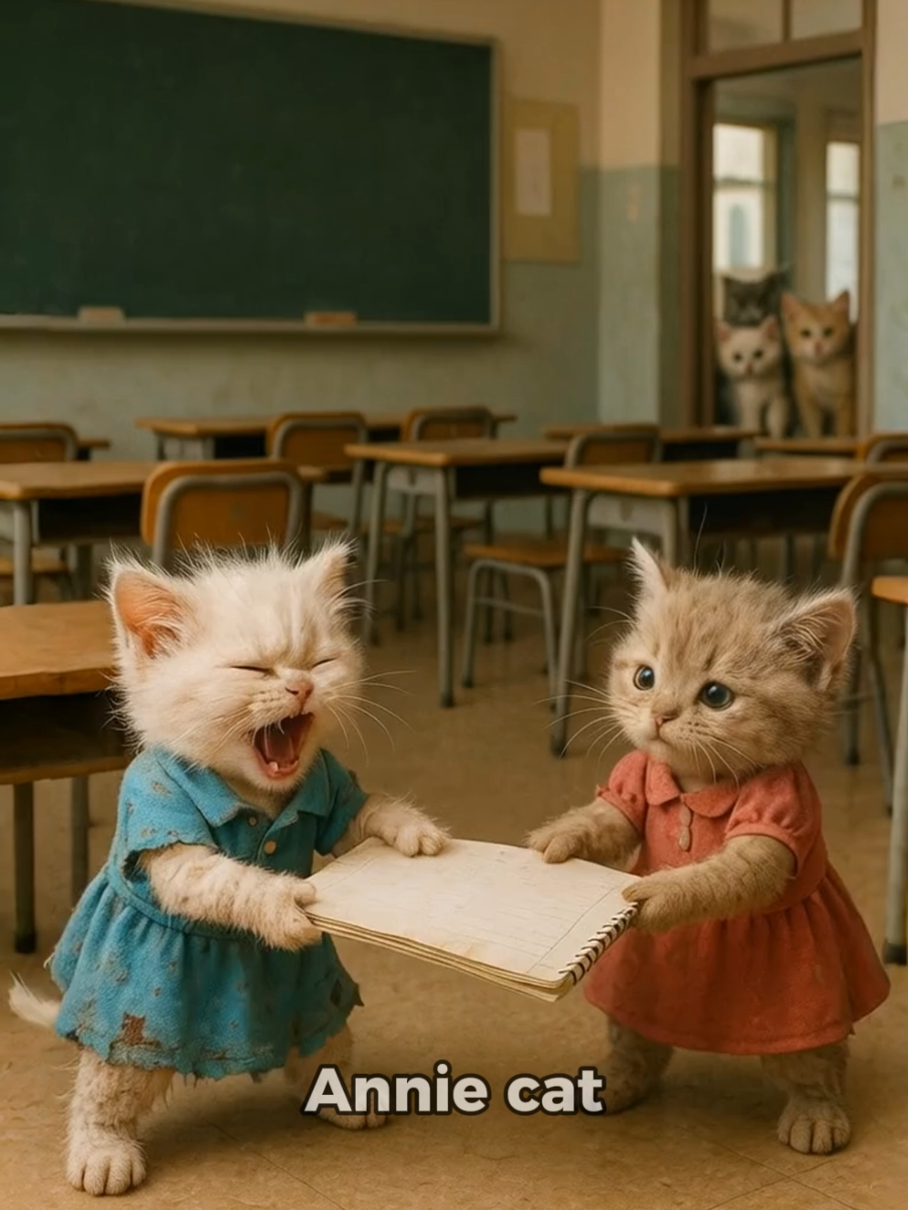 The cat was robbed and torn of her book by her friend.#cartoon #sad #fyp #animation #foryoupage #viral #ai #cat #poorcat #aicat 