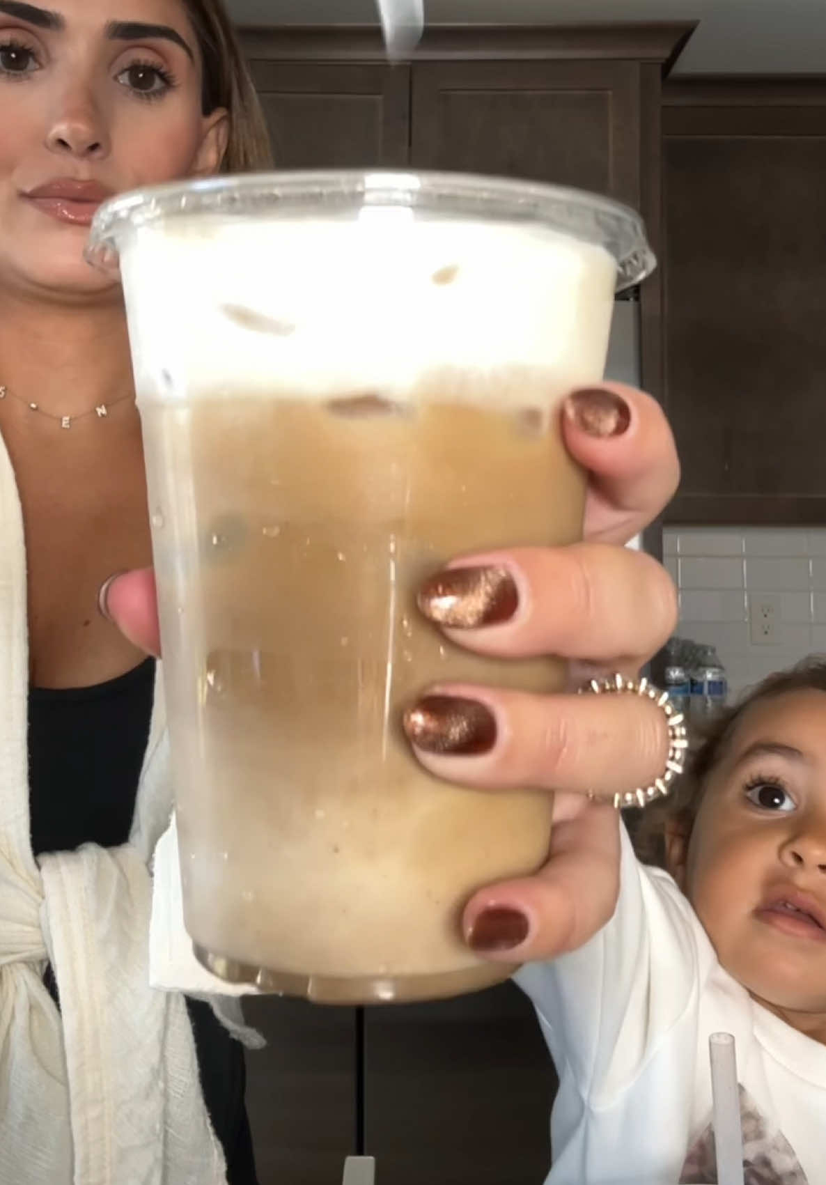 Iced ✨DIRTY✨ chai latte w/ a 🎃 cold foam 😋🍂  ***I have to say I’m not the biggest fan of pumpkin - I like it but not obsessed if that makes sense. So this is my way of incorporating pumpkin without it being overpowering 🥰 🎃at home pumpkin sauce in the next vid🎃 Espresso | @NESCAFÉ USA  Chai concentrate | @hellotazotea  #athomeicedcoffee #icedchailattes #falldrinks #starbucksathome #toddlermomlife   