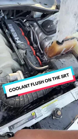 I’ve been putting this off for far too long. The coolant has been full of rust and has degraded the properties. NO my head gaskets aren’t failing, this block just has never been flushed properly until now. I just did and oil change and there’s no water in the oil so we have nothing to worry about. #mechanic #hemi #coolingsystem #dodgecharger #srt 
