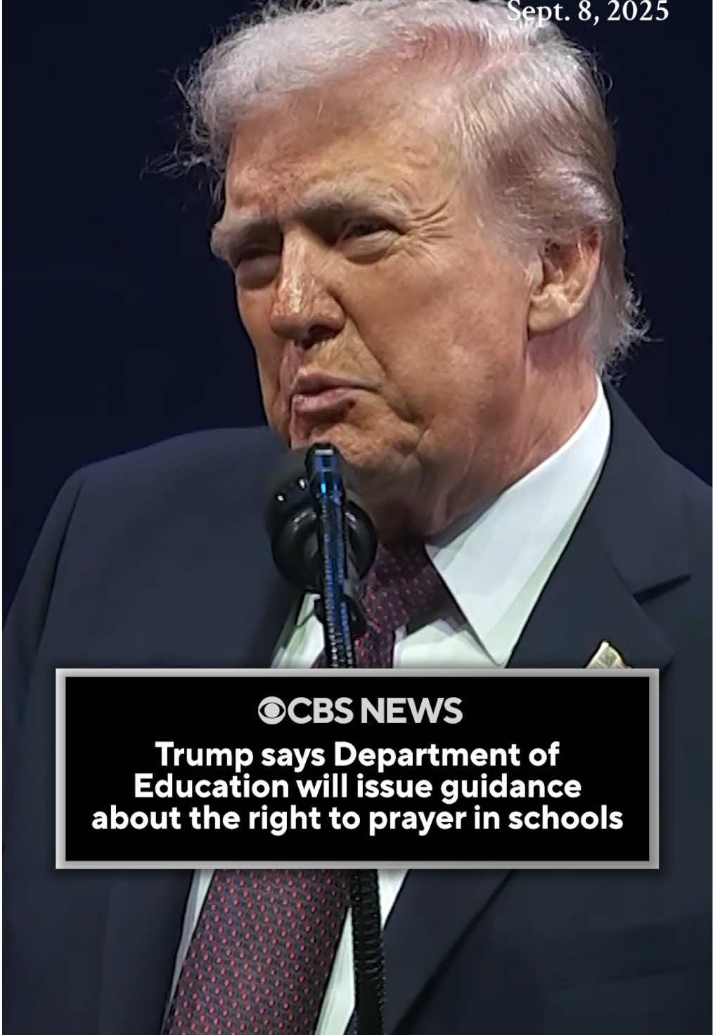 The Department of Education will issue new guidance about prayer in public schools, President Trump announced Monday in a speech at the Bible Museum. Trump did not provide further details about what the new guidance will be. In a speech focused on religious liberty and his administration's work to protect the interests of religious conservatives, he said it's 