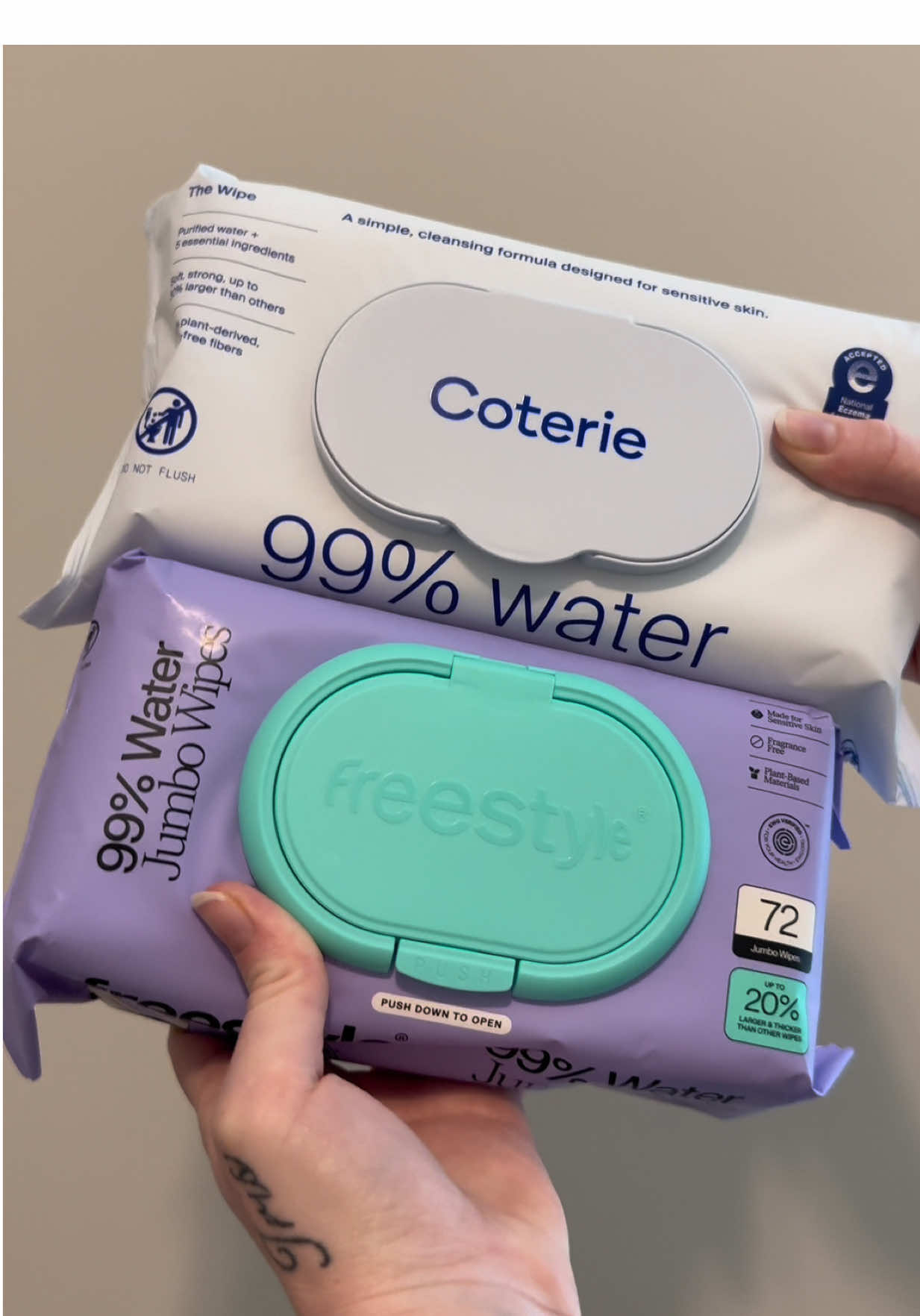 I love both of these wipes so much but for the price go with @freestyle.world 🫶🏻🫶🏻 #babywipes #nontoxic #sahm 