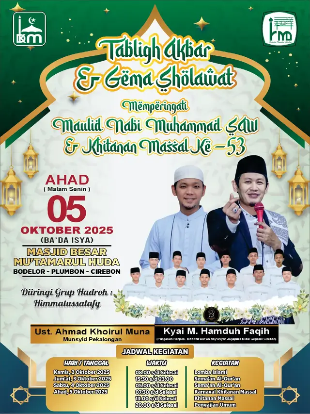 Tabligh Akbar & Gema Sholawat            memperingati  Maulid Nabi Muhammad SAW     & Khitanan Massal Ke-53 #BodeDuweGawe