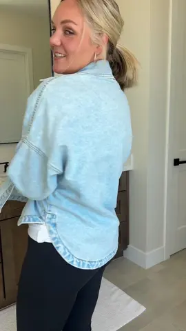 An oversized denim jacket is the ultimate layering piece 🤍 Perfect with leggings, dresses, or joggers for that effortless, lived-in look. Soft, slightly slouchy fit that gives off cool girl vibes while still being comfy. A timeless closet staple you’ll wear on repeat. #OversizedDenimJacket #FallOutfits #CasualStyle #WardrobeStaple #everydayoutfits 