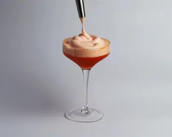 farmers market sour. Mezcal, Acid adj carrot juice, bell pepper shrub and orange juice / aperol / salt foam.