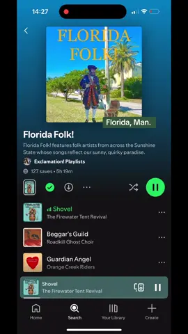 I may travel, I may leave, but you’ll never take the Florida outta me 🌴🌊🦀🌅🦈🪸🏝️ (Not my playlist, but it’s a good one)  #florida #spotify #playlist #folkmusic #floridaman 