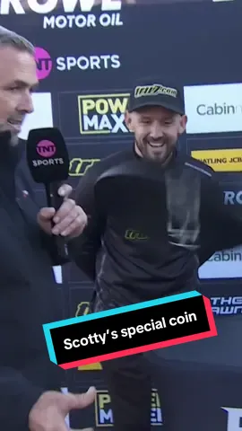 A special night calls for a special coin 😂 Scotty Nicholls always full of surprises 👀 #BELIPS | #BritishSpeedway #Motorsport #motorcycle #bike