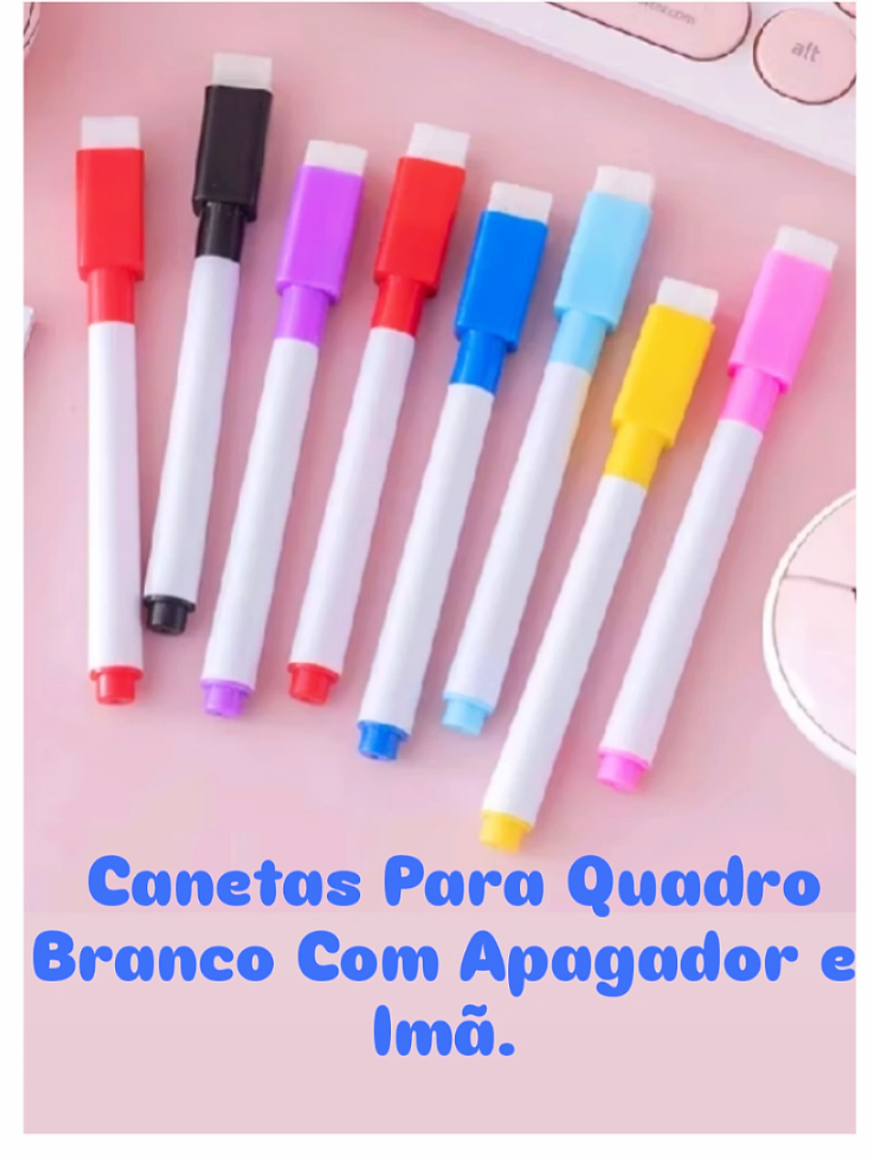 Canetas Para Quadro Branco Com Apagador e Imã- Tinta Preta e Tampa colorida com 11💰13,99 - R$41,99.   🔗https://s.shopee.com.br/8AMY0qNpEQ #Shopee #canetasparaquadro #Compras