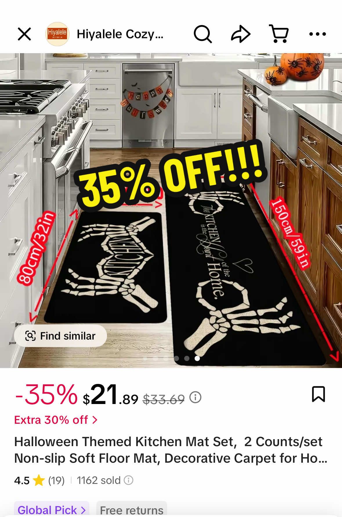 Halloween kitchen mat sale #halloween #kitchen #haloweendecor #halloweenmats #halloweendecorations 