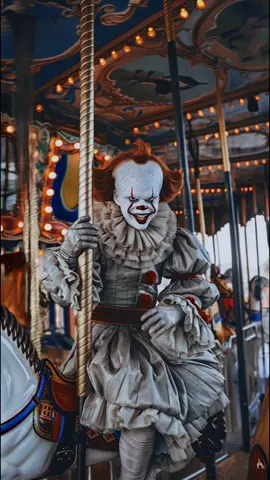Pennywise Returns: The Nightmare Carousel 🎈 Step right up… if you dare. Pennywise is back, turning the carousel into a carnival of fear. Inspired by Stephen King’s IT, this horror vision captures the sinister smile of the Dancing Clown and the eerie presence of terrifying carnival figures. Would you ride this carousel… or run?  #pen#pennywise #horrorclown #clown