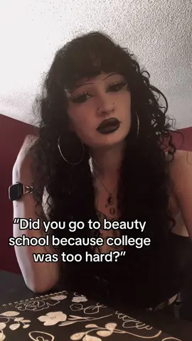 I went to both college and trade school then passed a state board licensing exam 🥰 #educated #esthetician #girltok #goth #alternative 