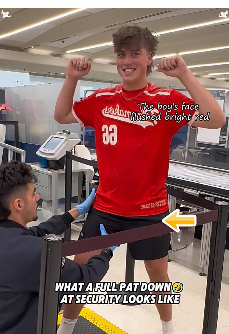 Funny TSA checks 🤣🤨😢😅#TSA #airport #funny #funnyvideos #publicreaction #funnymoments #usa 