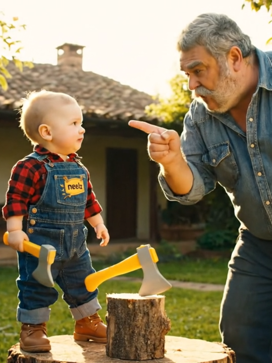 partiendo leña para mi abuelito #humor #bebe #leñador #campo #abuelo para más videos graciosos con ia sigueme entrevistas graciosas y abuelitas graciosas con ia sigueme 