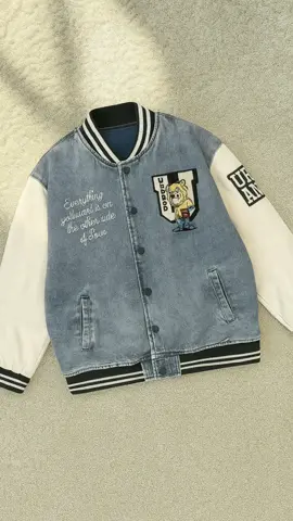 jaket varsity denim keren #rekomendasioutfit #jaket #OOTD #outfit #fyp 