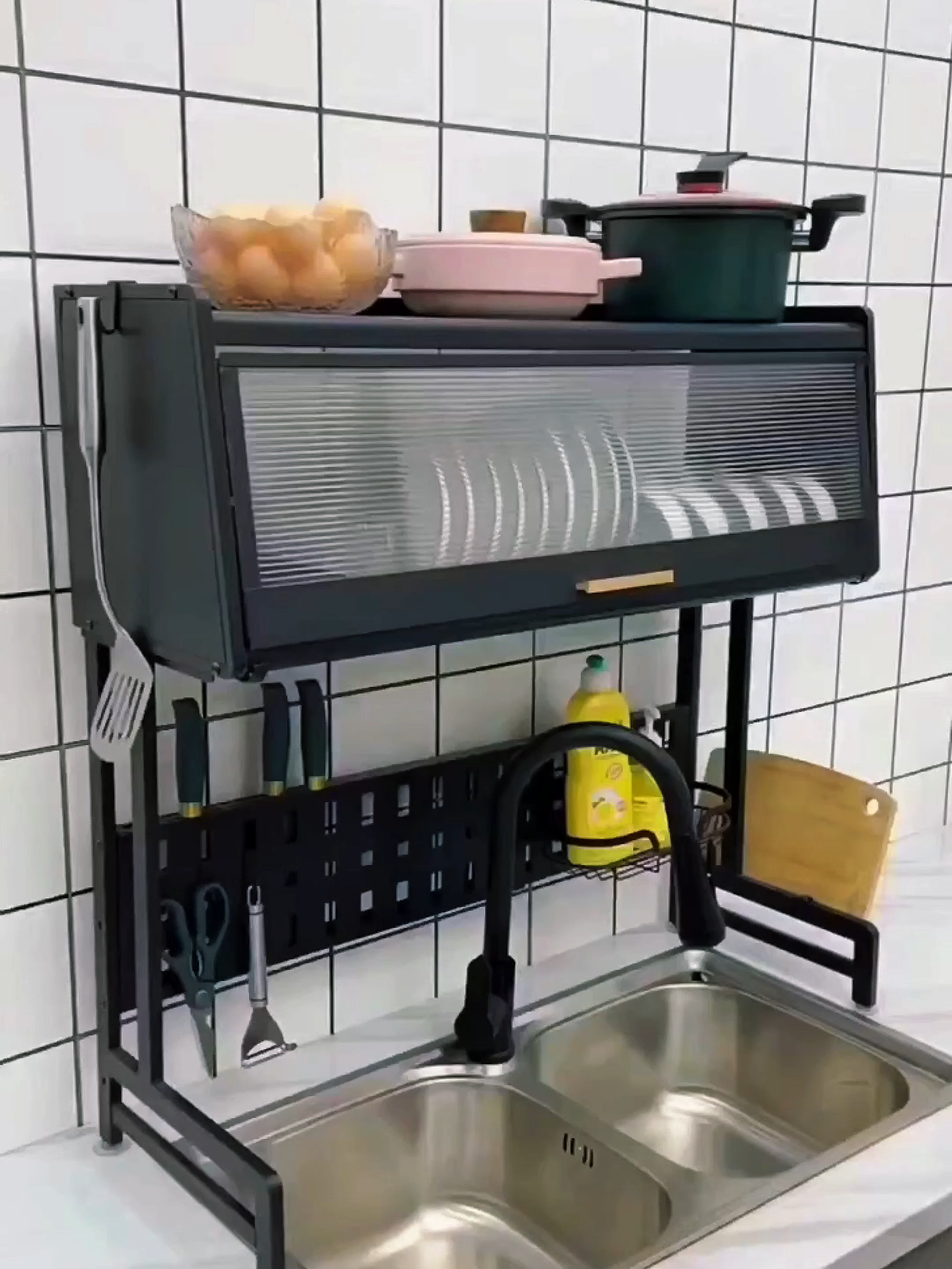 Save space and stay organized with our Over the Sink Kitchen Rack—your kitchen’s perfect partner. Get yours today! #SIVHomedecoph #fyp #overthesinkdishrack #dishrack