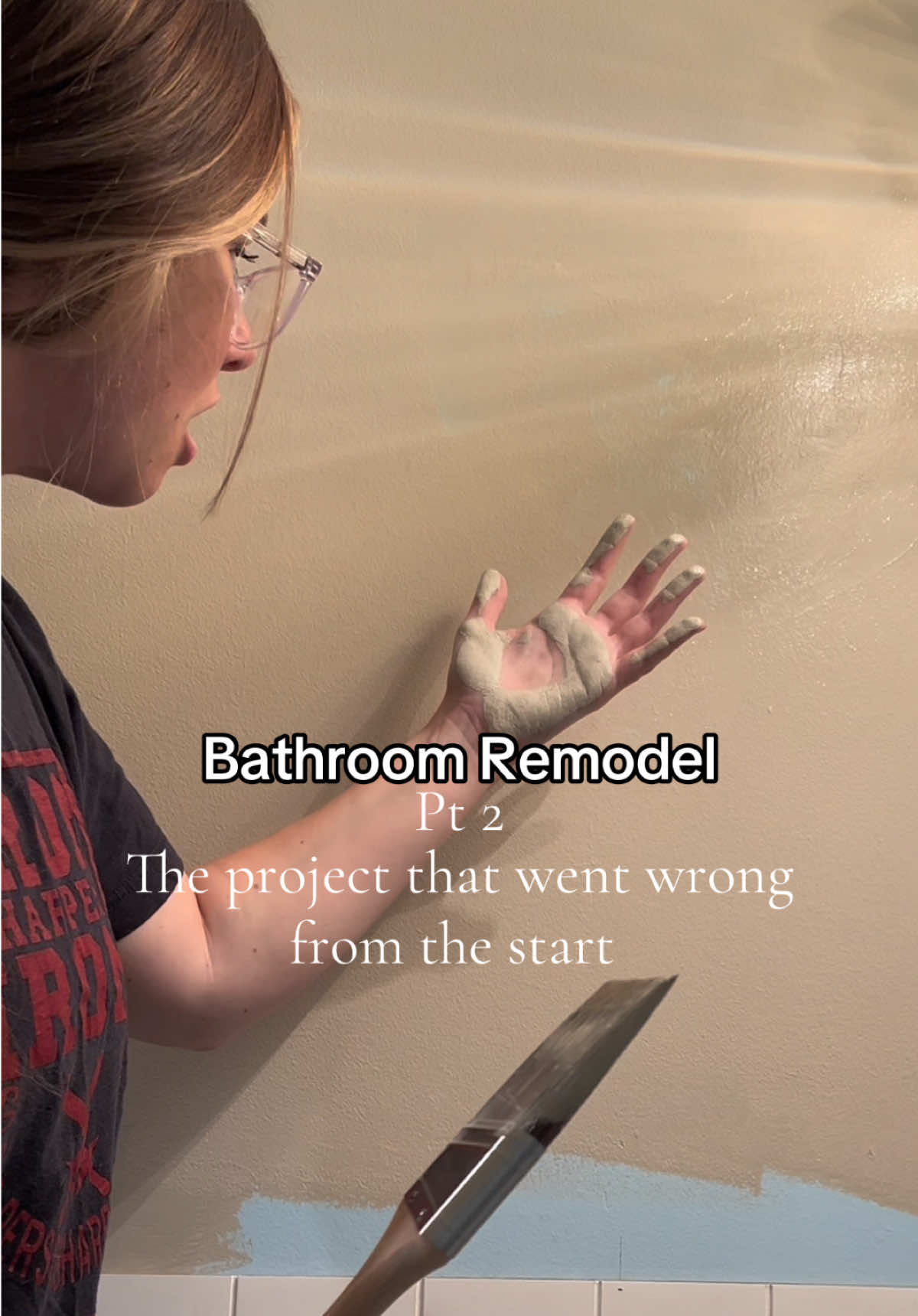 Pt 2 of the bathroom remodel 🫠 #DIY #diyproject #bathroomremodel #bathroommakeover #homerenovation 