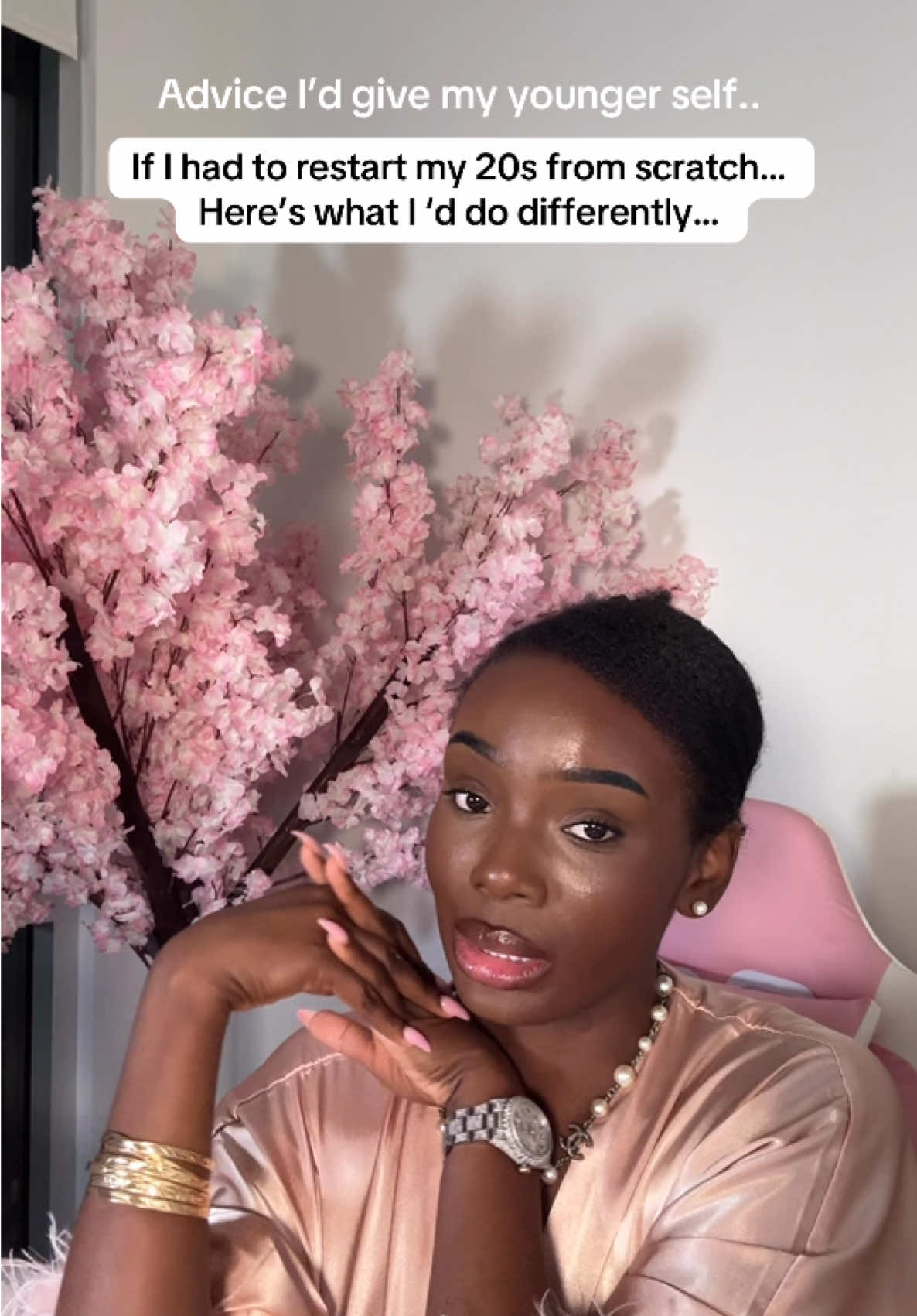 Advice i’d give to my younger self.   Don't know what to post? Learn how to go viral, find your niche & create a sold out brand from scratch the same way I did! I reached over 80 Million views & made 💲 3 million on social media from this strategy. Click 1st 🔗 in byo to get access to the same course I learned from #fyp #womenempowerment  #blackgirlluxury #creatorsearchinsights #realityshifting 