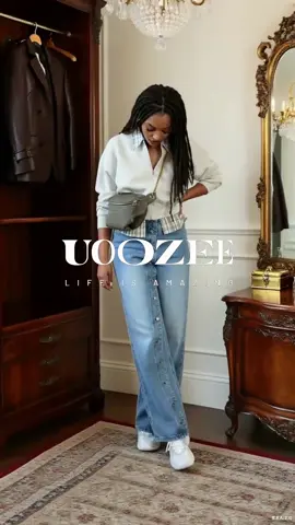 Jeans with awesome design details💙#jeans #fallfreshness #uoozee #officeoutfit #denim 