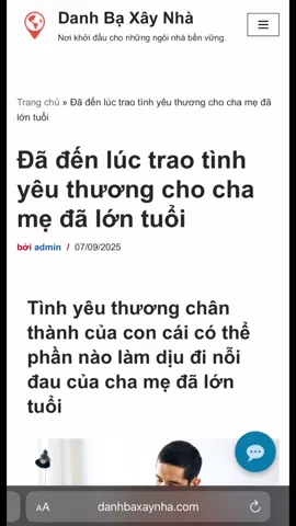 Đã đến lúc trao tình yêu thương cho cha mẹ đã lớn tuổi