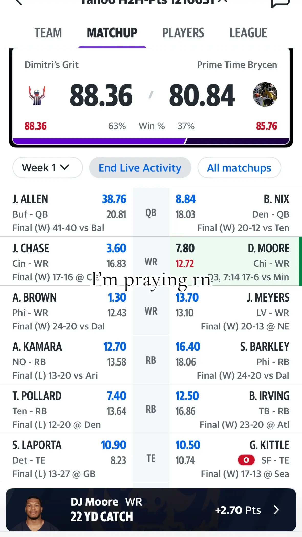 Bro I swear if he wins I’m killing myself#fypシ #xyzbca #relatable #fantasyfootball #trending 