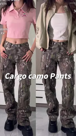 Very easy to match #autumnfashion #womensclothing #cargo #camo #pants 