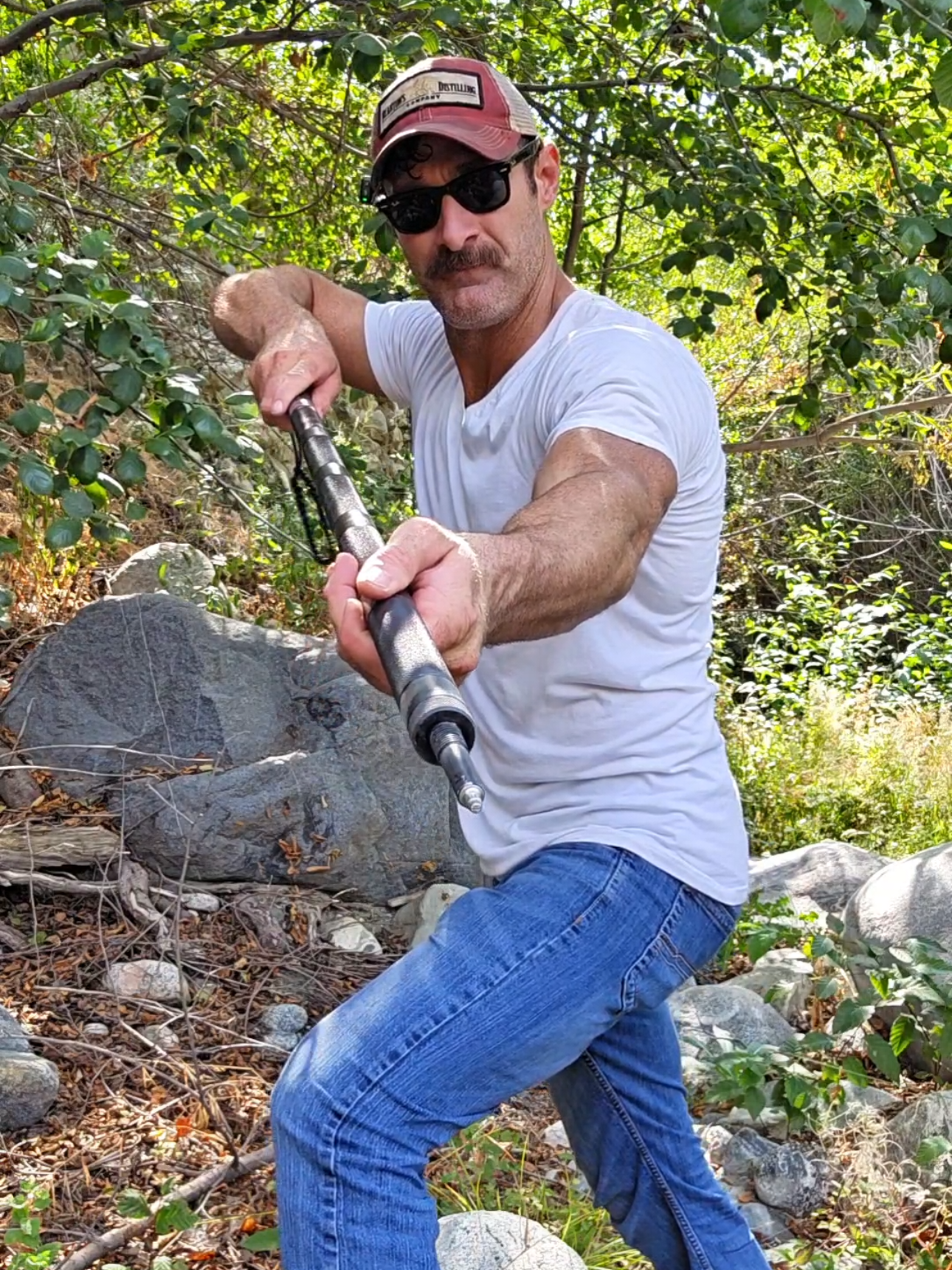 This Rhino USA tactical hiking stick packs a knife, saw, fire starter, fishing kit, compass, and more-without adding bulk. Built for hikers, campers, or just a walk around the neighborhood. Click the shop link and get yours today! #rhinousa #tacticalgear #walkingstick #hikinggear 