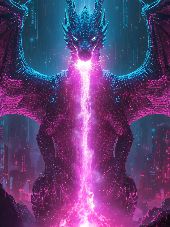 🐉🔥 Cyberpunk Dragon Pixels Live HD Wallpaper 4K 🐉✨ #dragon #cyberpunk pixels #wallpaper #bestwallpaper
