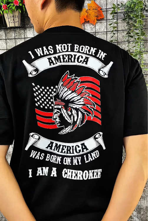 🪶 “I wasn’t born in America — America was born on my land.” This shirt isn’t just fashion — it’s identity, heritage, and truth. 💪🏽 Stand proud. Represent your roots. 🔥 Limited edition for those who carry Native pride in their soul. 📬 DM now to order – wear your story. #NativePride #CherokeeStrong #IndigenousIdentity #FirstNations #nativeheritage 