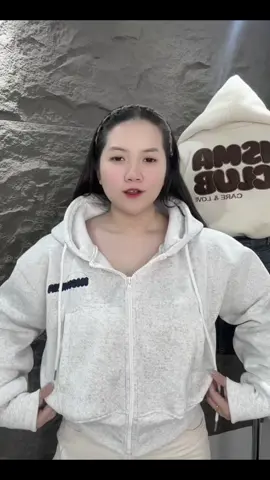 Áo khoác nỉ thêu CLUB form lửng vừa nón to , màu xám trắng đỉnh chóppp ùiii #aokhoac #aokhoacni #xuhuong 