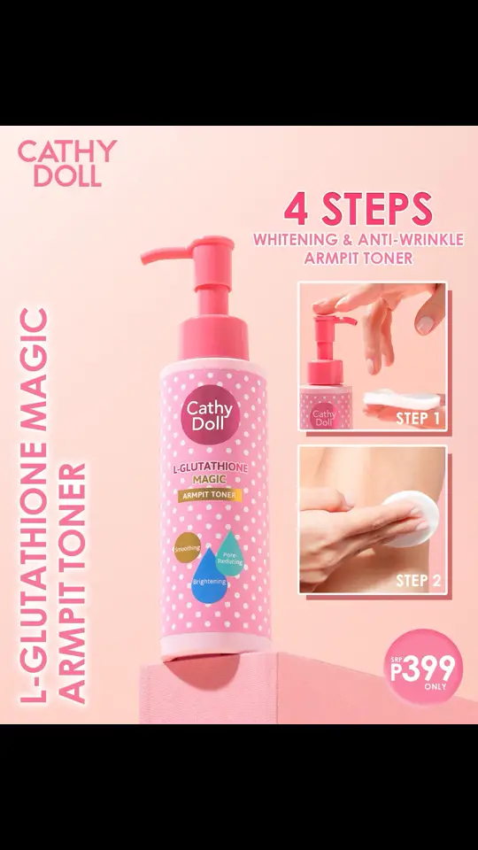 The Cathy Doll L-Glutathione Magic Armpit Toner is your 4-step solution to whitening, anti-wrinkle, and pore-reducing care. 💕 All this magic for only ₱399 SRP! 💖 #CathyDollPH #GlowUnderarms 🛍️Shop now at @Watsons Philippines & @SM Beauty PH in-store & online 📍 Visit any of our 800+ stores nationwide 🛒 Get yours online through https://tinyurl.com/WatsonsCathyDollPH 📲 Follow us via https://linktr.ee/cathydollphils