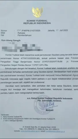 Menunggu Detik detik Putusan Perdata di tingkat Kasasi di @humasmahkamahagung  Oleh :  Hakim Ketua Syamsul Ma'arif, SH,LL, M.Phd Hakim Anggota DR. Lucas Prakoso, SH, M.Hum Hakim Anggota Agus Subroto, SH, M.Kn  Panitera pengganti Adhika Budi Prasetyo, SH, M.BA, MH Semoga Hakim2 YTH bisa membaca dan mempelajari materi Kasasi saya dengan sungguh2, Jujur dan memberikan Putusan yg SEADIL-ADILNYA 🙏🙏 Saya Percaya di Pemerintahan Bapak Presiden @PRABOWO SUBIANTO  Saya akan mendapatkan KEADILAN  Mohon atensiNYA @gerindra @partaigerindra  @Partai Solidaritas Indonesia @brorondm @Gibran Rakabuming @Joko Widodo @dittipidumbareskrim @Komisi Yudisial R111 @Kompolnas RI  #viralforjustice  #noviralnojustice 