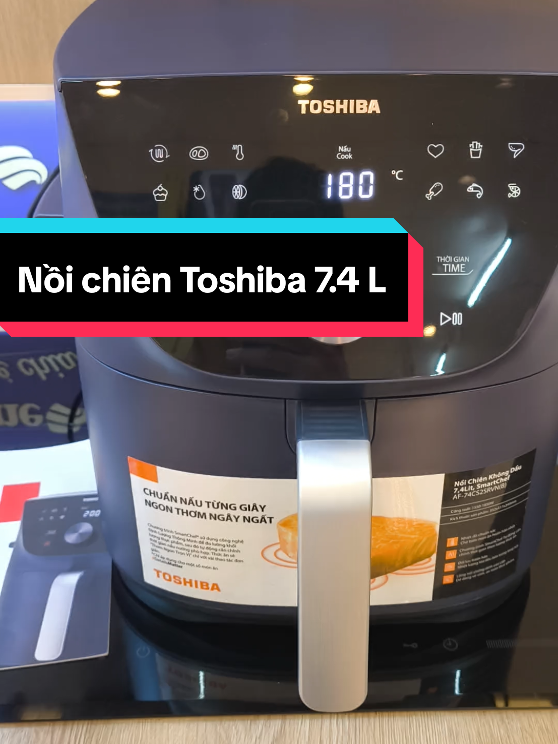 Nồi chiên không dầu cao cấp Toshiba 7.4L. Bảo hành 12 tháng. #dobep #xuhuong #noichienkhongdau #diengiadung #toshiba 