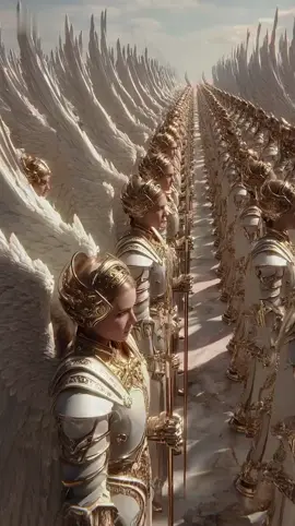 Angel army,ready to fight for God at all times.#heaven #aigenerated #faith #creed #angel #army #armor #battle #fightforgod #honor #jesus #viralvideos #foryoupage #wolink 	