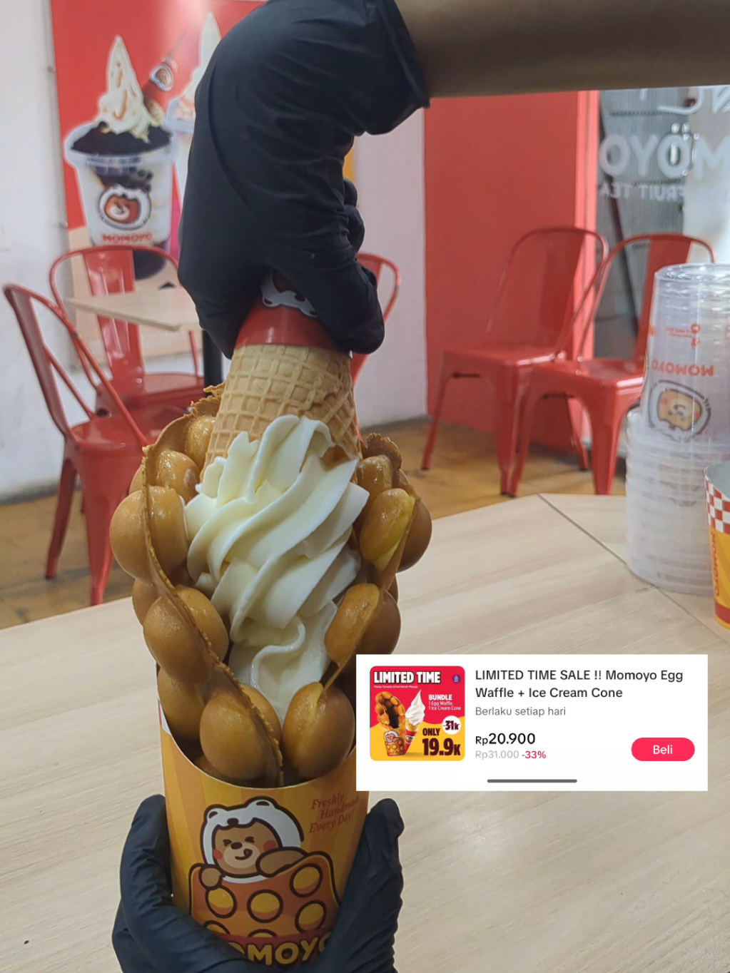 egg waffle original + ice cream cone cuma 20? klik lokasii yuuu🥰🫵🏻 #momoyowaffleicecream #TTLS #momoyo #wargamomoyo #fyppppppppppppppppppppppp 