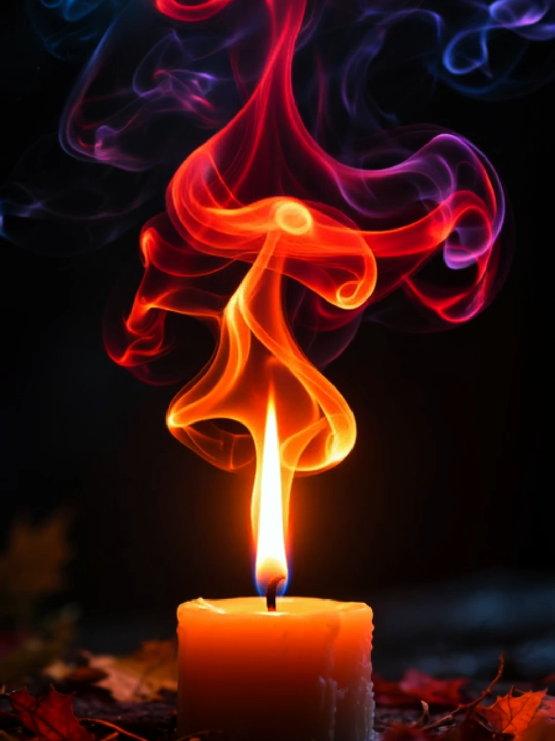 Live Wallpaper | Autumn Flame Spirits 🍂🔥 #candle #livewallpaper #autumnmagic #smoke #cozyvibes #autumnnights #candlelight #mystical #aivideo #phonewallpaper #relaxing #fyp
