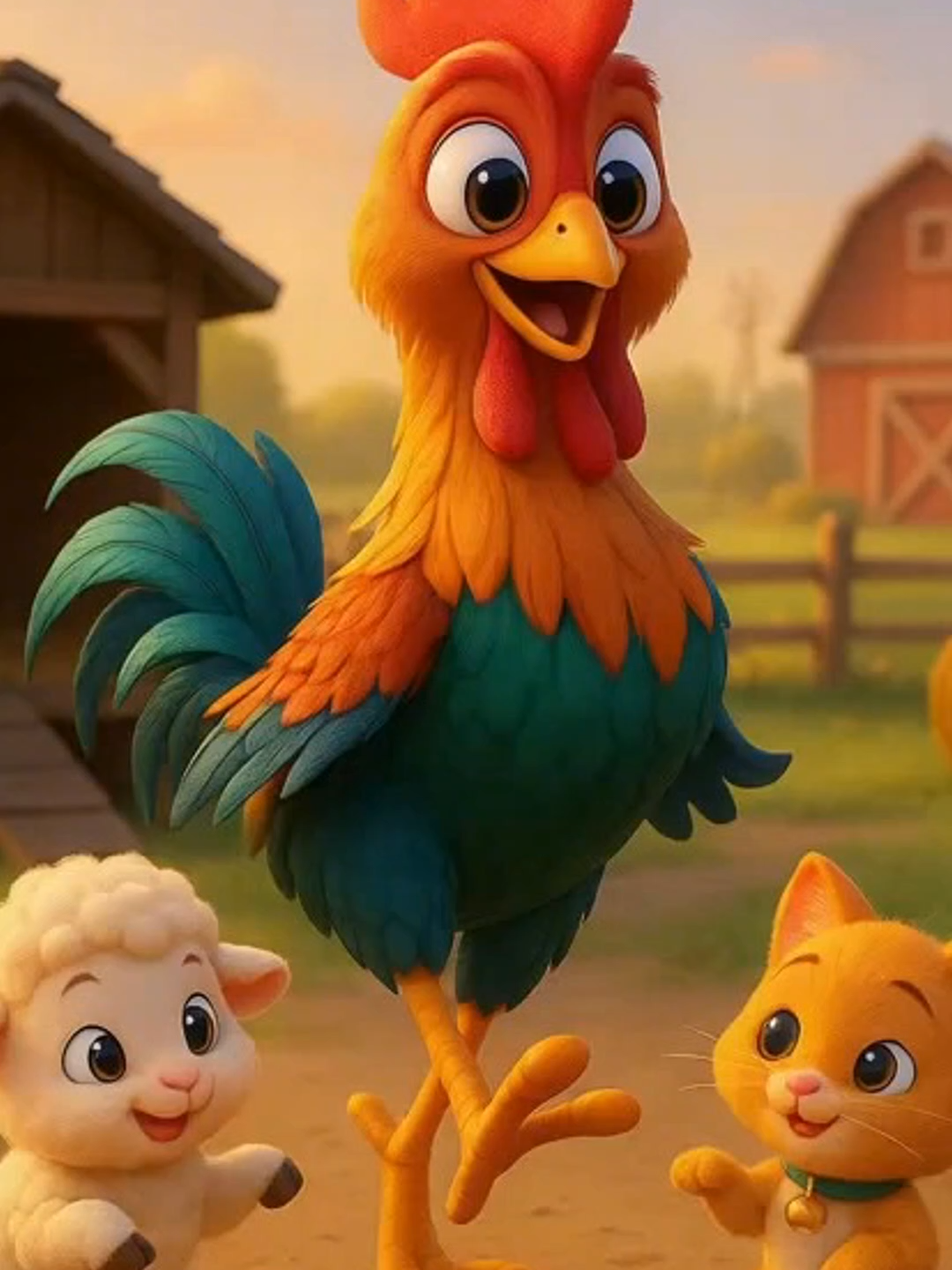 ¡Kikirikí! El gallo marca el ritmo en la granja al amanecer. La oveja salta suave, el gatito gira sin parar y todos se miran con picardía. Dale ❤️ si te ha sacado una sonrisa y guarda para bailarlo luego. #videoinfantil #cancioninfantil #gallo #oveja #gato #granja #amanecer #bailesuave #tiktokkids #animacion