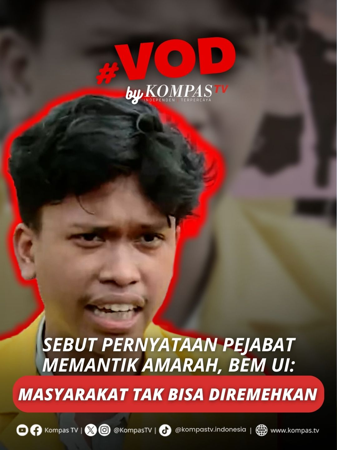 BEM Universitas Indonesia (UI) menggelar demo menagih janji pemenuhan 17+8 tuntutan rakyat di depan gedung DPR RI, Jakarta, pada Selasa (9/9/2025).  Ketua BEM UI, Zayyid Sulthan Rahman nilai 17+8 tuntutan rakyat belum terpenuhi. Lebih lanjut, ia mengajak rakyat terus mengawal dan tidak berhenti sampai tuntutan terpenuhi. Tuliskan komentarmu dan dapatkan berita terkini lainnya di www.kompas.tv serta youtube.com/kompastv #VODKompasTV