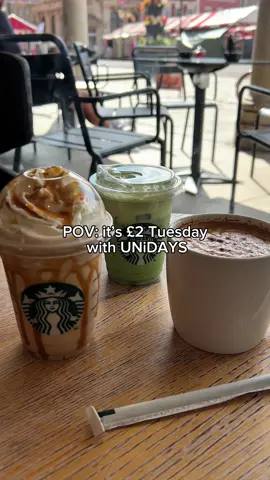 🔔 PSA: you can get £2 drinks at Starbucks with your UNiDAYS discount every Tuesday ☕️ Terms and conditions apply. Please check the app for participating stores. #unidays #starbucks #studentdiscount #freshersweek #myunidays 