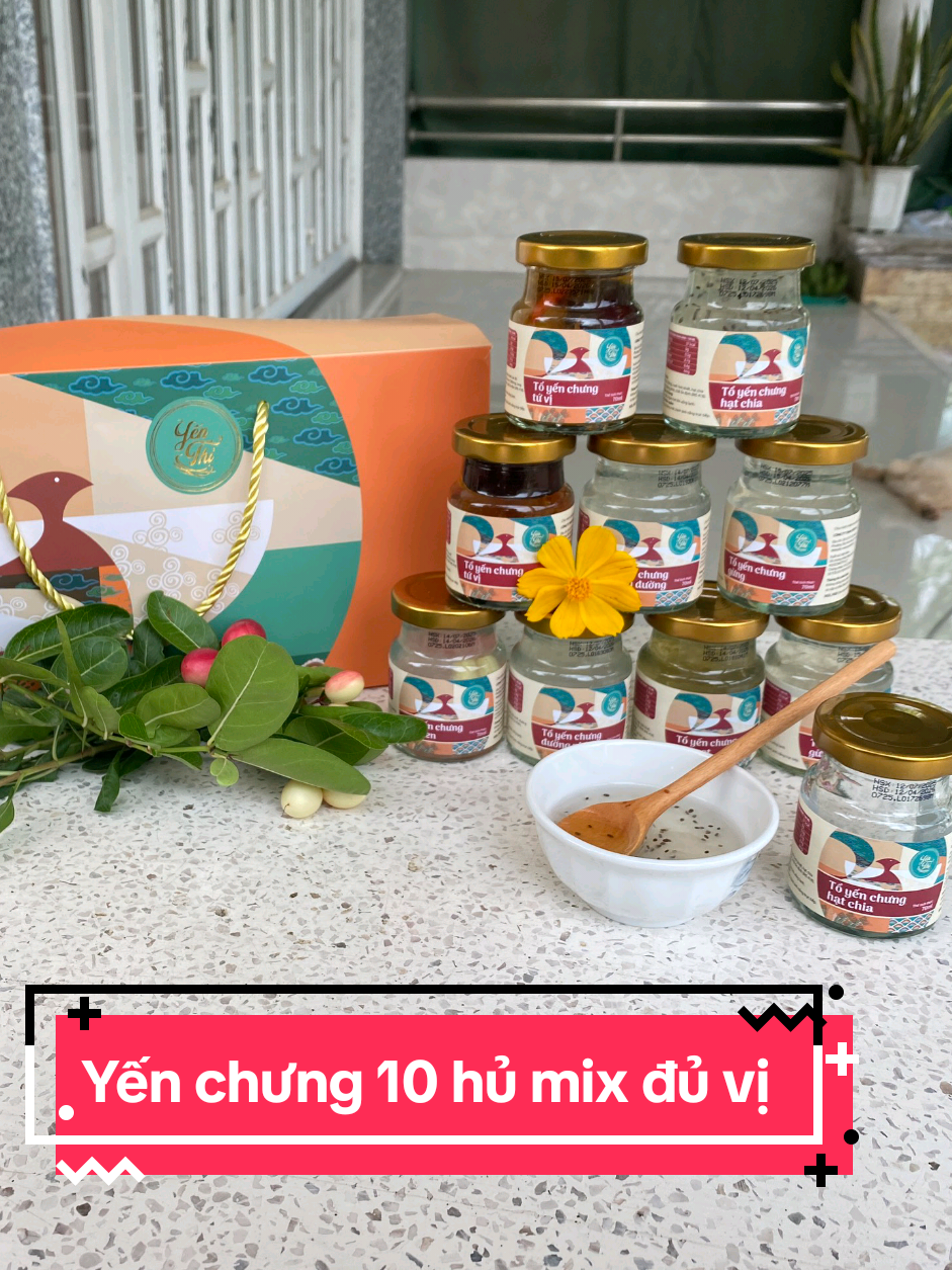 Yến Thị - Hộp quà yến chưng sẵn 10 hũ mix đủ vị thích hợp làm quà biếu tặng. #yenthi #yensao #quatang #healthy #xuhuong 